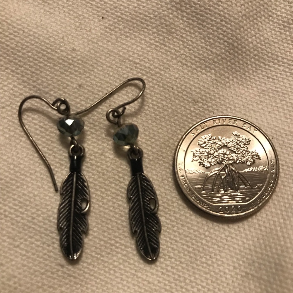 Feather bead detail earrings